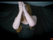 Double Cumshot on My Corset with Ruined Orgasm under the Milking Table