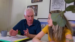Lustful young blonde can't wait to feel grandpa's cock in her pussy and mouth