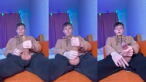 stroking my big cock as quietly as possible while parents are home