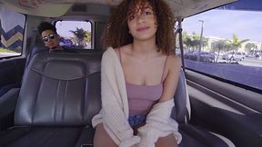 Curly-haired teen Mariah Banks rides a dick like a champ in the taxi van.