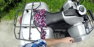 Hiker gets a hot blowjob on his quad