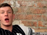 Sweet gay stud chokes his cock and cums on himself solo