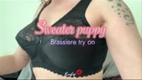 Sweater Puppies! 3 BLK Vintage style bra try ons!
