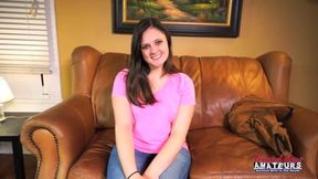 Busty Lovely Brunette Sarah James Gets A Holiday Deep Mouth And Twat Pound!