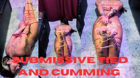 SUBMISSIVE GIRL TIED AND CUMMING GAGBALL SPIT