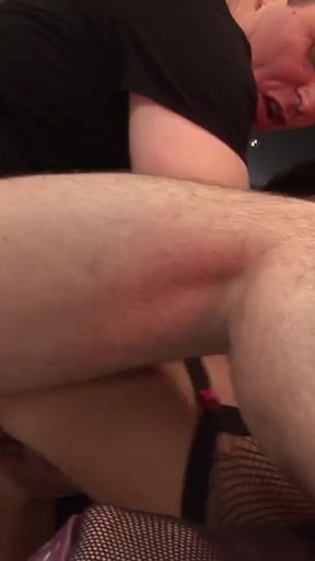 Memorable moment from "Juicy brunette milf is taking a plumbers cock in all her holes while they are in the kitchen"