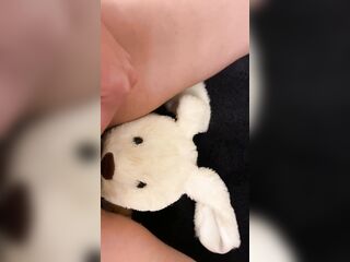 POV Large clitoris urinate on plushie toy