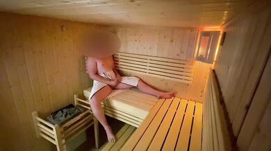 Huge Cock Risky Sauna Jerk Off Almost Caught Gushing Cumshot