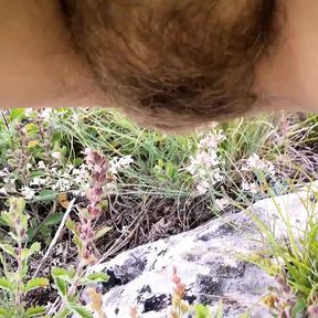 Pee outdoors, risky toilet  in the forest 4K