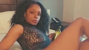 Oil Black Lingerie Pussy Show