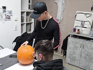 Homo boyz have joy: We bang the Halloween Pumpkin and cum on it
