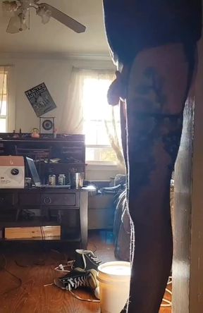 Chastity sissy fucks the wall