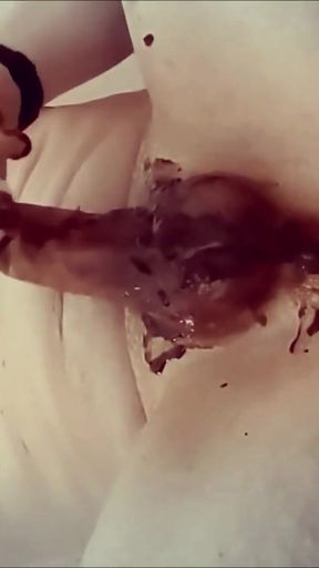 Captivating moment from "Solo Male jerking on Banana and eating own Cum"