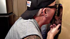 Gloryhole dude fucked in anal by perverted fucker
