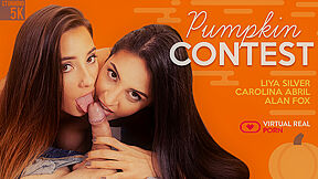 Pumpkin Contest - teen 18+ Threesome - Carolina Abril And Liya Silver