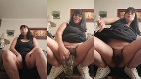 at the neighbor s house, he urinates in a jug, it was recorded