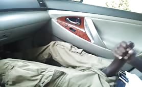 Huge Black Dick Jacking In Car