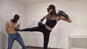 Kickboxing training - he's my punching bag! (small version)