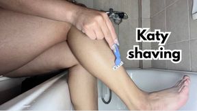 shaving Katy's legs for spring