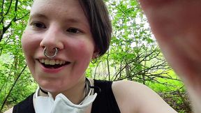 just a very well stuffed corseted slut playing with a vibrator in the woods....