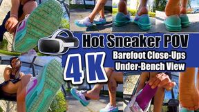 4K Clip | Hot Bus Stop Sneaker POV – Barefoot Close-Ups & Under-Bench View
