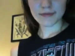 shy brunette 1st time masturbating on cam