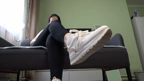 Anna Shows the Soles of Her Sneakers and Sucks a Dildo