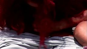 Redhead Curly Hair Latina Teen Marcia Rough Outdoor Sex at the Beach