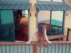 Sexy beautiful ass brunette babe outdoor solo