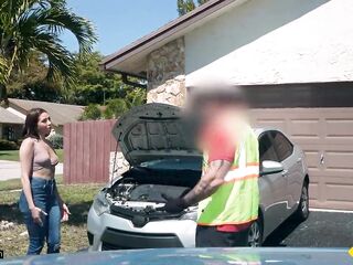 Slay Kay Needs A Hand With Her Car... And Her Snatch