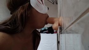 blowjob asmr , sucking a dildo