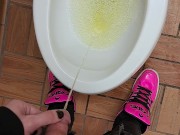 Emo Twink Takes A Quick Piss in Public Restroom