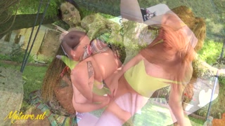 MatureNL Busty Milf Scissors Hot Ginger Teen Outside In The Garden