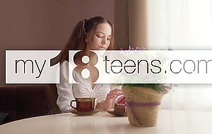 MY18TEENS - Very beautiful girl with long hair misses sex and masturbates