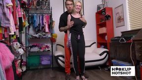 Busty blonde rebel Rhyder exposes her big natural tits backstage