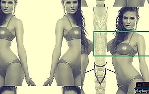 Sexy brunette models give a full striptease for Playboy