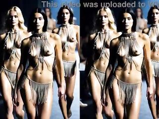 AI fashion show in CG on a runway VR goggles required