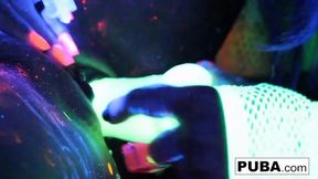 Raw, sweaty lesbo babes rave in strobe-lit, neon-drenched, tit-illuminating hedonism.