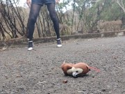 女装ヒールでぬいぐるみ踏み潰しクラッシュフェチ脚フェチ japanese crossdresser high heel crush fetish