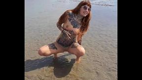 PUBICLY URINATE ON A BARE-BUTTED BEACH