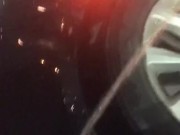 Quick piss outside at a Public gas station