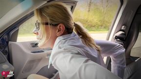Submissive Slut Blindfolded, Naked and Used While Driving on the Highway!