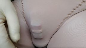 Put on my wife's double-layer pantyhose