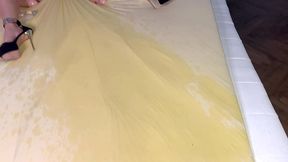 extreme multiple squirting alert! lenushka doll in white latex with 2 giant dildos!