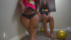 Mistress Lyric Sky Dominates Lactating Ebony Midget Shawty: Foot Worship, Ass Eating, Balloon Pop & Goon Fuel!