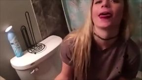 Houston blonde teen eats a big dick
