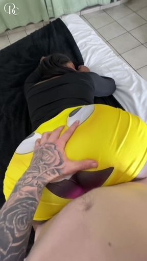 White Guy Cums on a Big Ass Black Girls Clothes