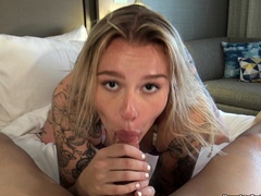 Eva gives you a POV blowjob handjob and footjob