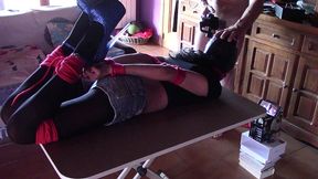 17 minutes of hogtied extreme blowjob and deepthroat with massive oral creampie