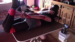 17 minutes of hogtied extreme blowjob and deepthroat with massive oral creampie